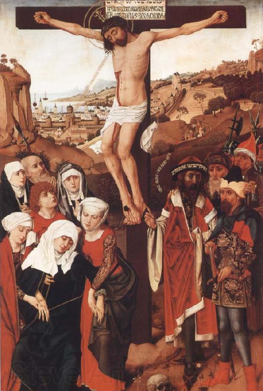 PLEYDENWURFF, Hans Crucifixion of the Hof Altarpiece Spain oil painting art